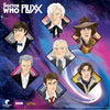 Social media image for Doctor Who Fluxx showing 7 illustrations of various Doctors
