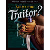 Flat front of box image for Are You The Traitor featuring an evil looking traitor brandishing a knife