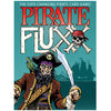 Flat front of box image for Pirate Fluxx with a blue background and an image of a pirate brandishing a sword