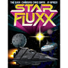 Flat front of box image for Star Fluxx with a black box and The Ship, The Moon, and The Space Station
