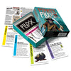 Box and contents image for Pirate Fluxx showing 5 cards including the Action Mutiny, the Captains Hat, and a Surprise called That Be Mine