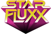 Logo for Star Fluxx with yellow and purple letters on a white background