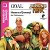 Social media image for Jumanji Fluxx showing the 5 characters from the movie