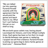 Testimonial for Pyramid Arcade from Kerensa Ward saying: Each game has been so fun that it is tough to decide between new games or replaying.