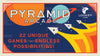 Social media image for Pyramid Arcade with colorful flying pyramids and the tagline: 22 Unique Games - Endless Possibilities
