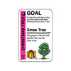 Promo card image for Christmas Tree with a pink stripe, GOAL header, and two images of a Gift and a Tree