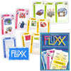 Image of game box for German Fluxx 3.0 showing the blue box and 10 sample cards