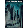 Cover image for the book The Empty City with a blue and black empty street with tall buildings and a dinner